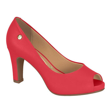 Vizzano 1840-300 Mid Heel Peeptoe Pump in Red Napa